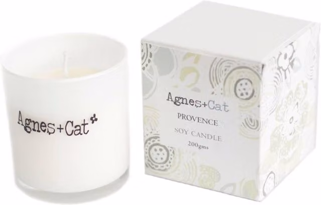 Serenityy Agnes + Cat Votive Candle Provence in White and Silver Glass