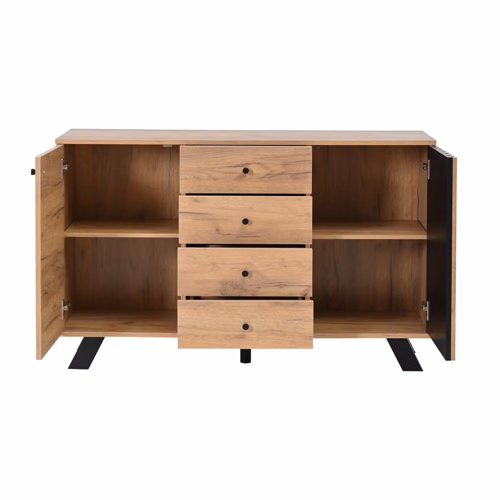 Merax Industrial Dark Oak Sideboard Storage Cabinet in Brown – 3