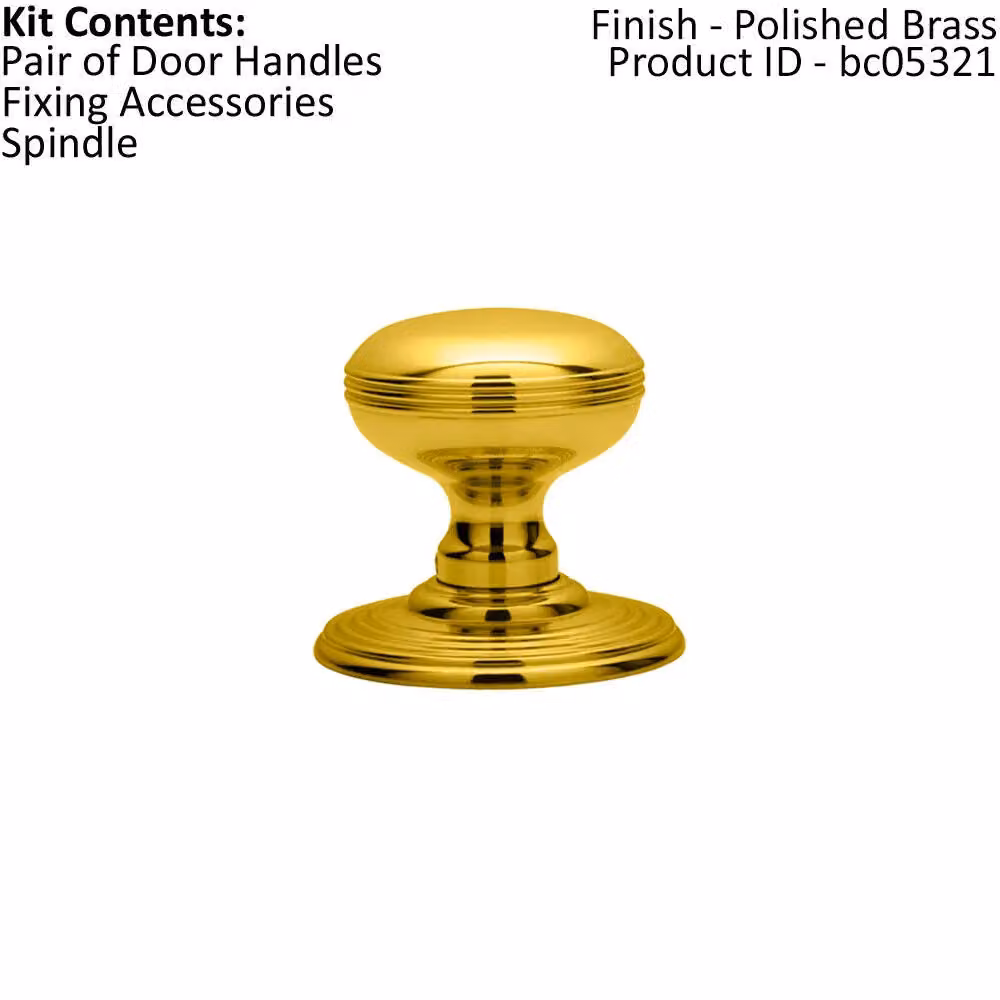 Loops Pair of Textured Mortice Door Knobs in Polished Brass with Concealed Rose, 70mm Diameter – 2