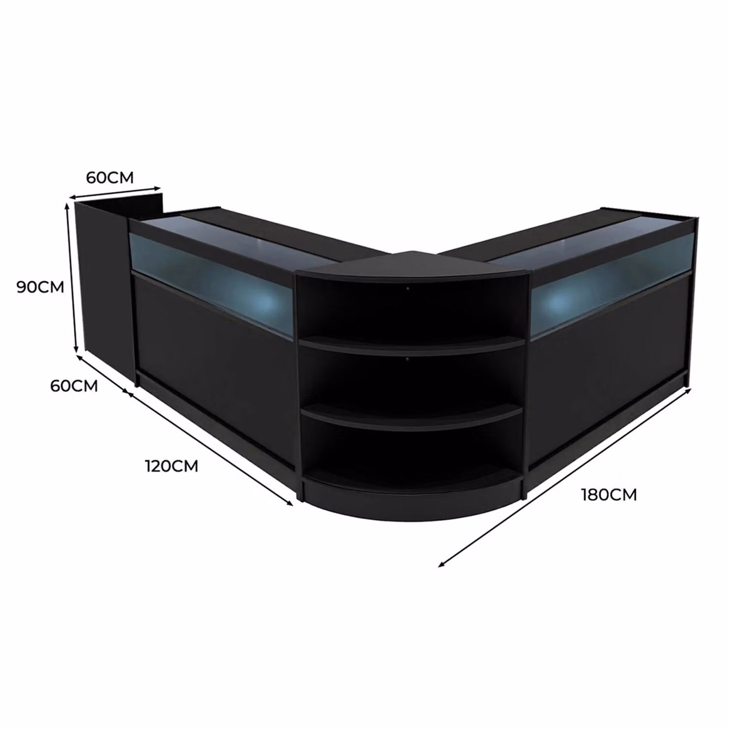 Monstershop Sagittarius LED Shop Counter Set LM60, TB60 and 2 x B1200 in Black – 2