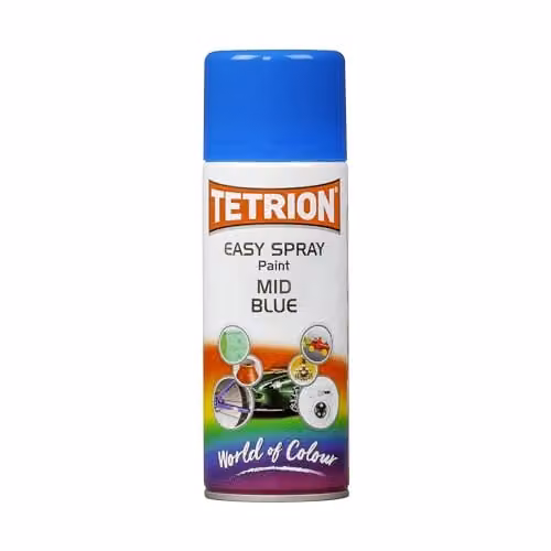 Tetrion Easy Spray Paint Mid Blue 400ml - Quick-Drying Opaque Synthetic Resin Aerosol