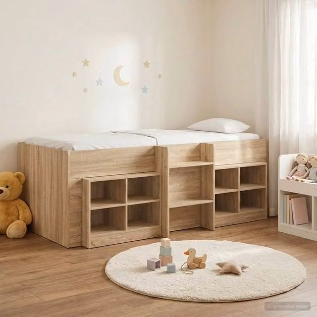 Berkfield Home Loft Bed Frame with Cabinet in Sonoma Oak Brown, 3-Piece Engineered Wood Set