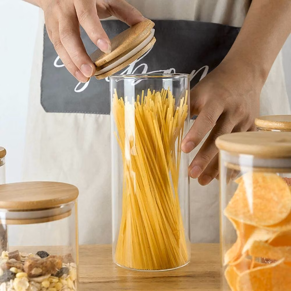 PAWNORA Set of 10 Airtight and Leakproof Clear Glass Food Storage Jars with Bamboo Lids – 3