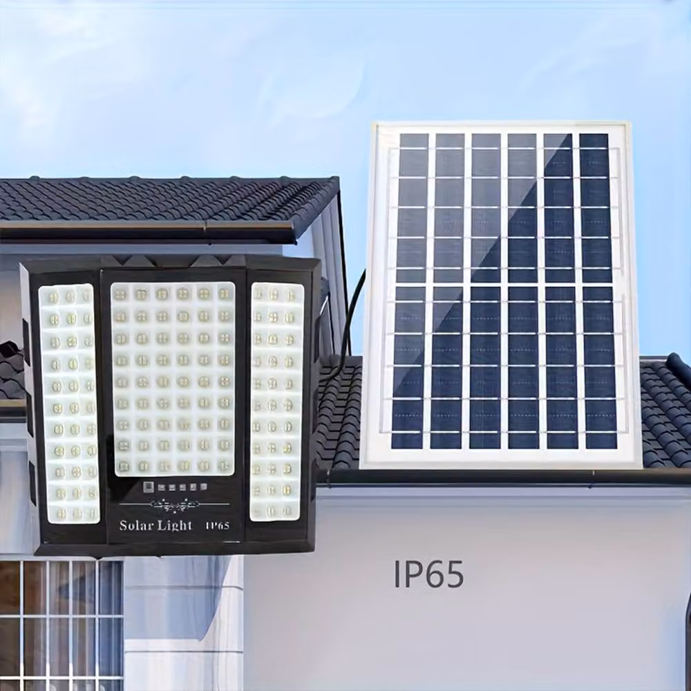 Ventryn 480 LED Solar Security Floodlight with Motion Sensor and Remote Control in Black – 3