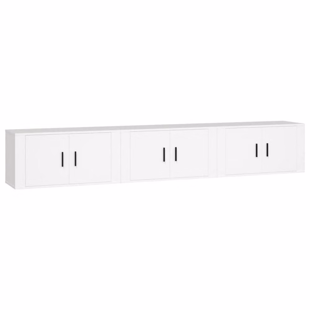 Berkfield Home Classic Wall-mounted TV Cabinets, 3 Piece Set, White, W: 80 cm, D: 34.5 cm, H: 40 cm – 3