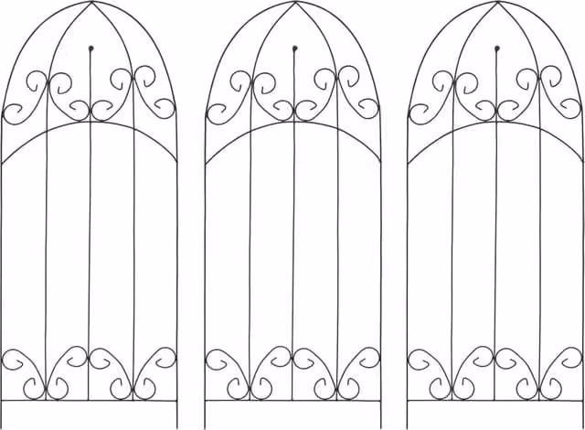 Berkfield Home Black Metal Plant Climbing Racks, 3 Pack, W: 40 cm, H: 100 cm