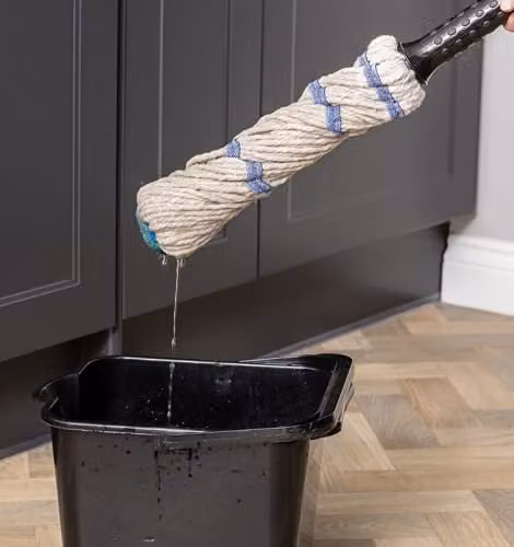 Addis Twist Mop in White and Metallic Silver with Wringer and Refillable Cotton Head