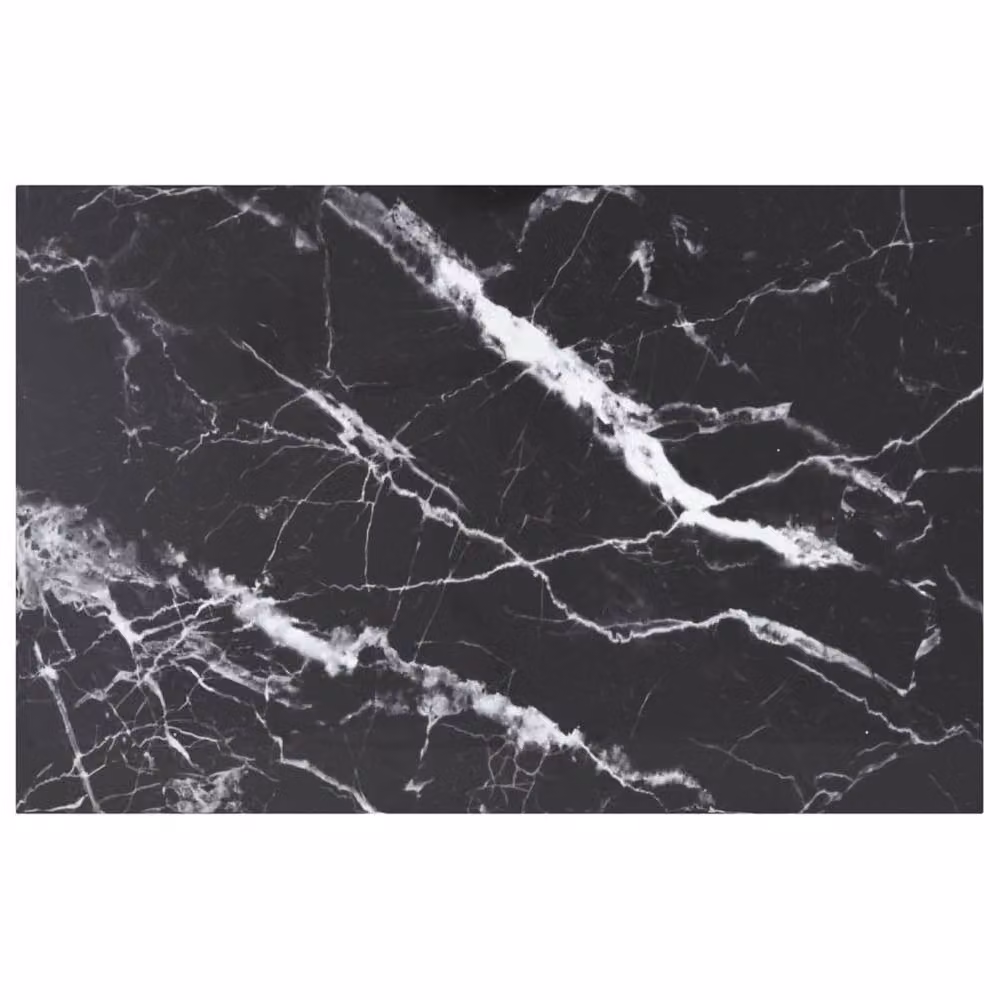 Berkfield Home Black Marble Design Tempered Glass Table Top, W: 100 cm, D: 62 cm – 2