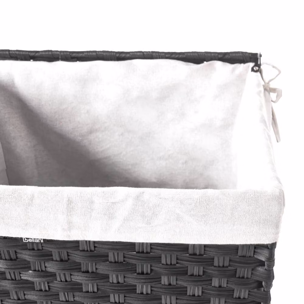 Wyld and Coco Wicker Laundry Basket with Lid and Removable Liner, 83L, Black – 5
