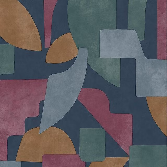 Holden Decor Abstract Geometric Shapes Wallpaper in Blue and Multicolour
