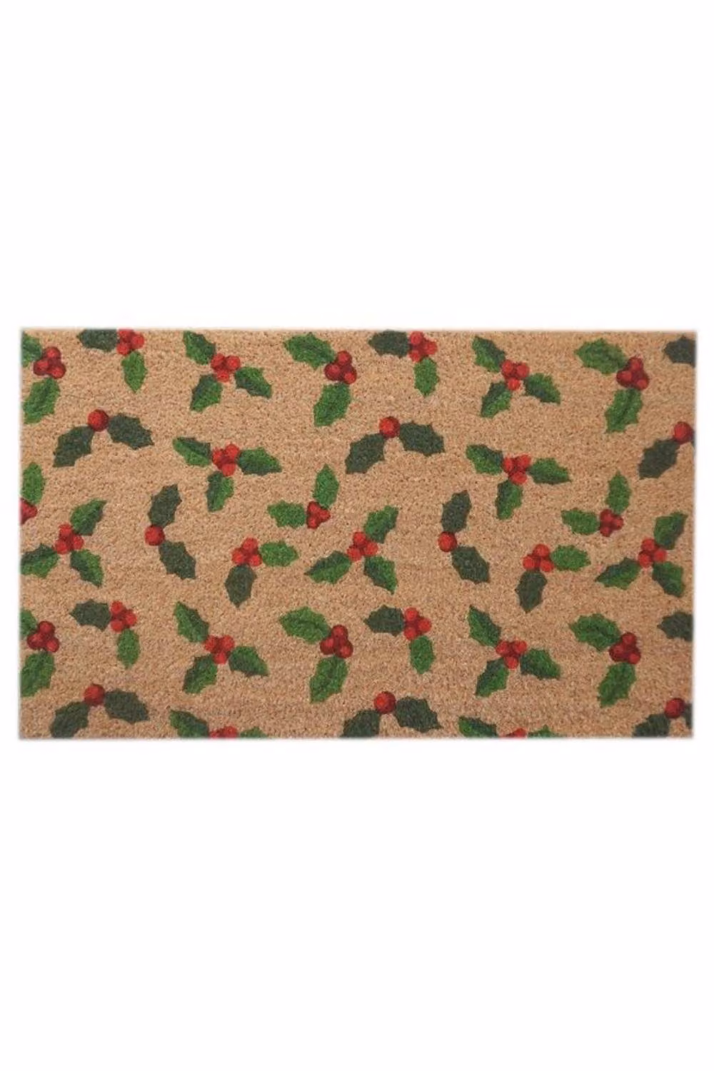 KDMD Holly & Berries Christmas Coir Doormat in Natural, Red and Green, W: 75 cm, D: 45 cm – 2
