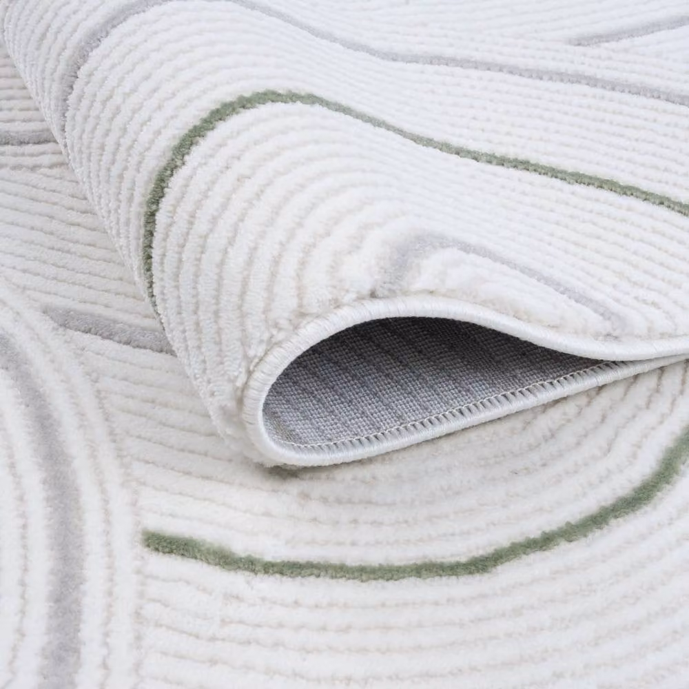 THE RUGS Carmel Modern Arch Design Soft Pile Area Rug, Green and White, W: 200 cm, L: 290 cm – 2