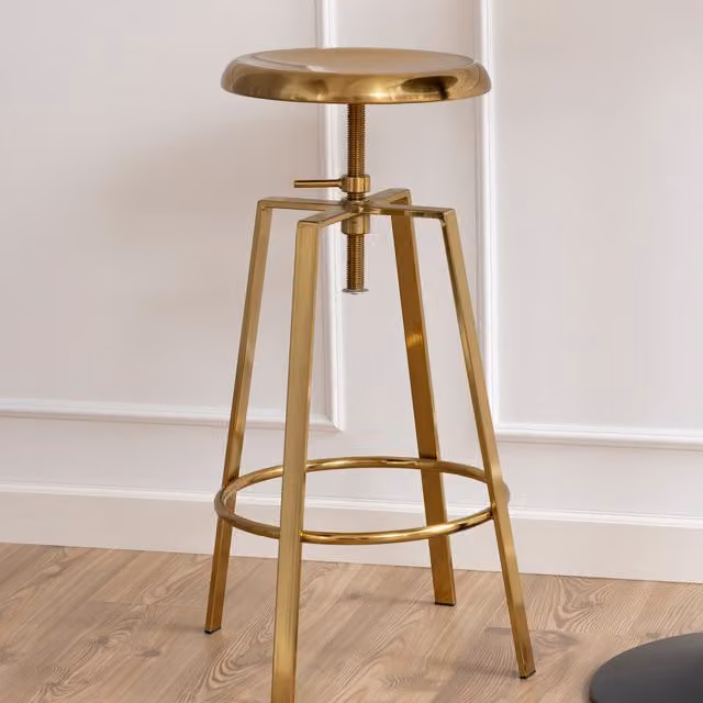 Furniture To Go Goose Bar Stool in Gold Metal with Glossy Finish