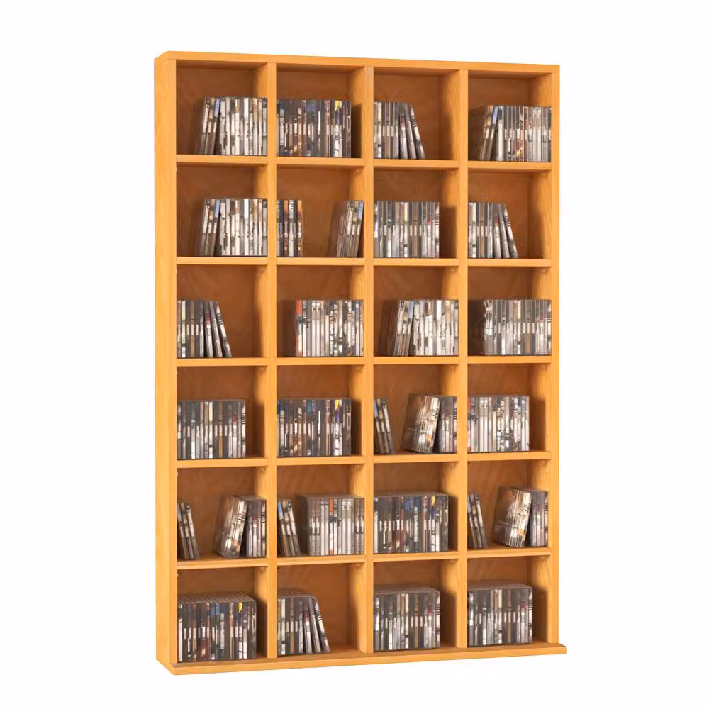Rolipo Brown Modern CD Media Storage Unit with Adjustable Shelves W: 89 cm, H: 130.5 cm – 2