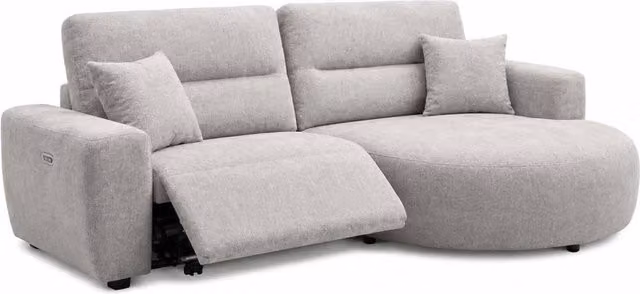 Furnishings For Less UK Denton Grey Right Hand Electric Recliner Chaise Sofa in Chenille Fabric