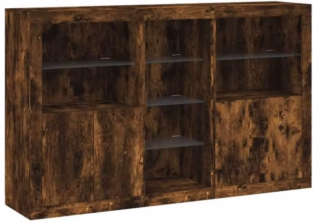 Berkfield Home Sideboard with Integrated LED Lights in Smoked Oak Brown, W: 162 cm, D: 37 cm, H: 100 cm – 1