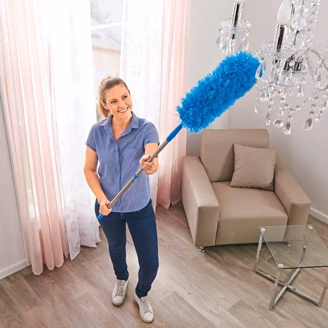Clarsen Telescopic Magic Duster with Extendable Handle and Blue Microfibre Fibres – 1
