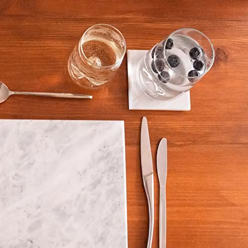 Argon Tableware White Marble Square Coasters, Pack of 6, Diameter: 10 cm – 3