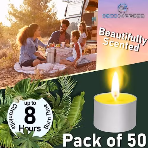 Deco Express Citronella Tealight Candles, Yellow, Pack of 50 – 2