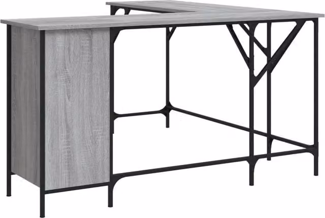 Berkfield Home Grey Sonoma Corner Desk in Engineered Wood W/D/H: 141 x 141 x 75 cm