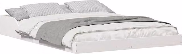 Berkfield Home Modern White Solid Pine Wood Bed, W/D/H: 140 x 190 cm