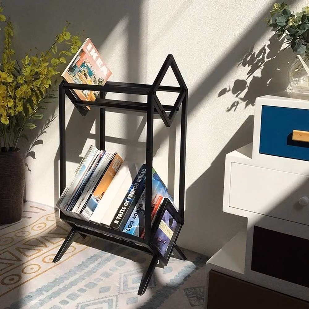 KORVIXA Black Metal Vinyl Record Stand and Storage Organizer, W/D/H: 100 x 100 x 100 cm – 3