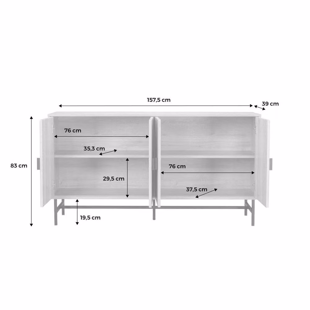 Sweekeek Industrial Sideboard Cabinet in Black with Two Doors and One Shelf – 4