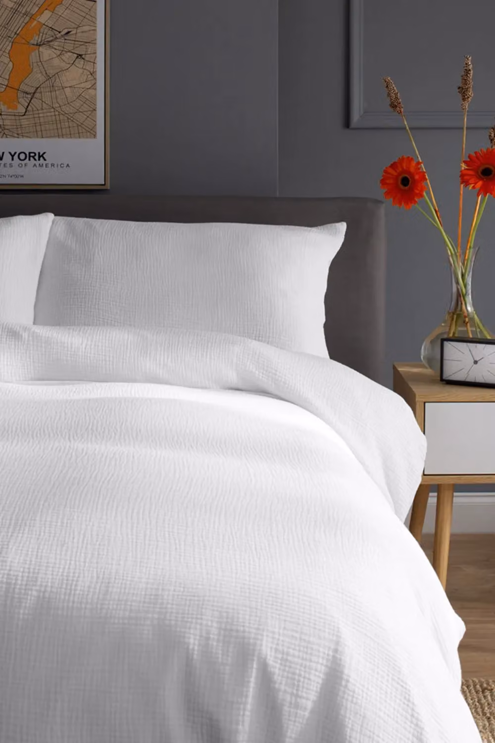 The Lyndon Company St Quentin Reversible 100% Cotton Duvet Cover in White, King Size (180 x 200 cm) – 2