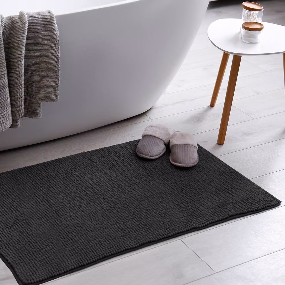 Keplin Non-Slip Microfibre Bath and Toilet Mat in Black, W: 50 cm, D: 80 cm – 7