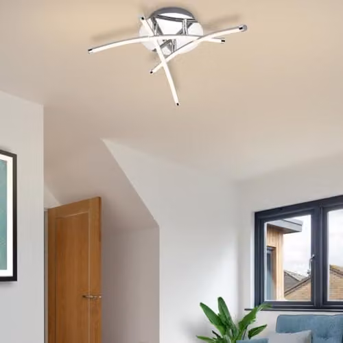 Cosylyte Hatton Mini Modern Integrated LED Ceiling Light, Chrome, W: 34 cm, D: 34 cm, H: 14.5 cm – 2