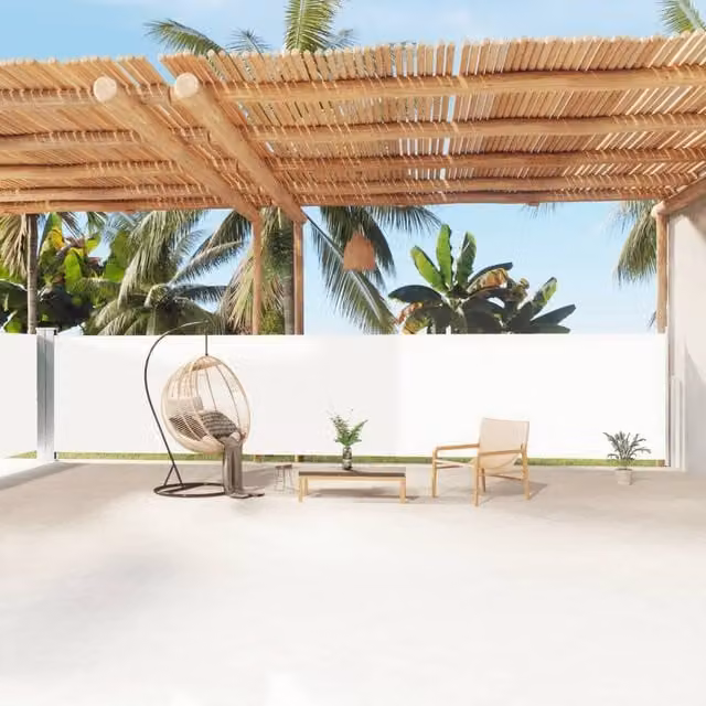 Berkfield Home Retractable Side Awning in Beige Polyester, W/H: 1200 x 160 cm