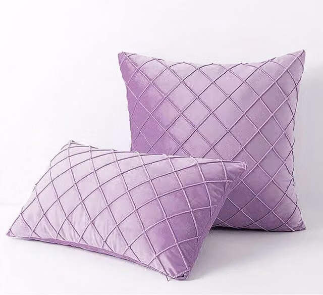 YnysTec Velvet Check Cushion Cover in Lavender Purple, W/D/H: 40 x 40 x 1 cm – 1
