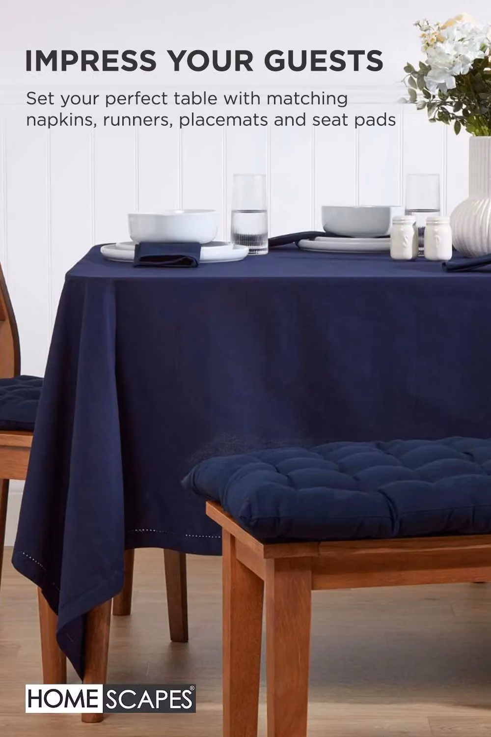 Homescapes Navy Blue 3 Seater Garden Bench Cushion, W: 143 cm, D: 48 cm – 3