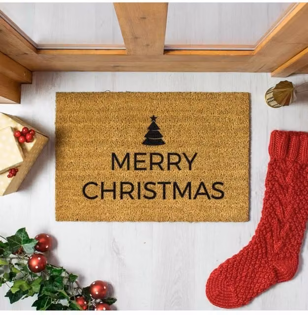 Artsy Mats Traditional Merry Christmas Greeting Doormat, Black, W: 60 cm, D: 40 cm – 1