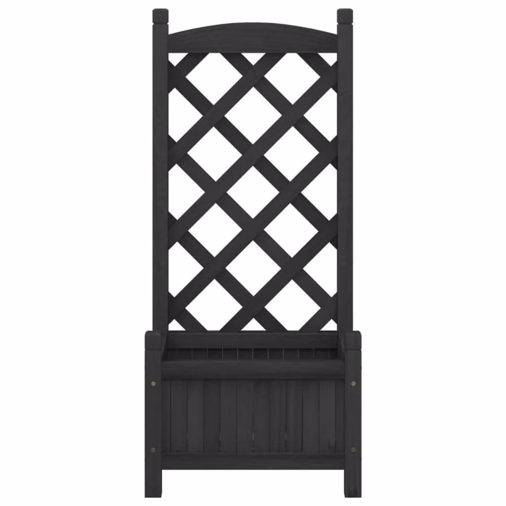 Berkfield Home Black Solid Wood Fir Planter with Trellis – 3