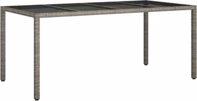 Berkfield Home Grey Extendable Garden Table with Tempered Glass and Poly Rattan, W/D/H: 190 x 90 x 75 cm – 1