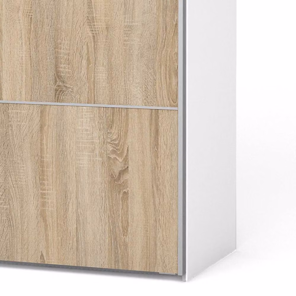 Wyld Haus Bordeaux White Natural Oak Double Sliding Door Wardrobe with Internal Shelves and Hanging Rod H 180 cm x W 180 cm x D 60 cm – 3