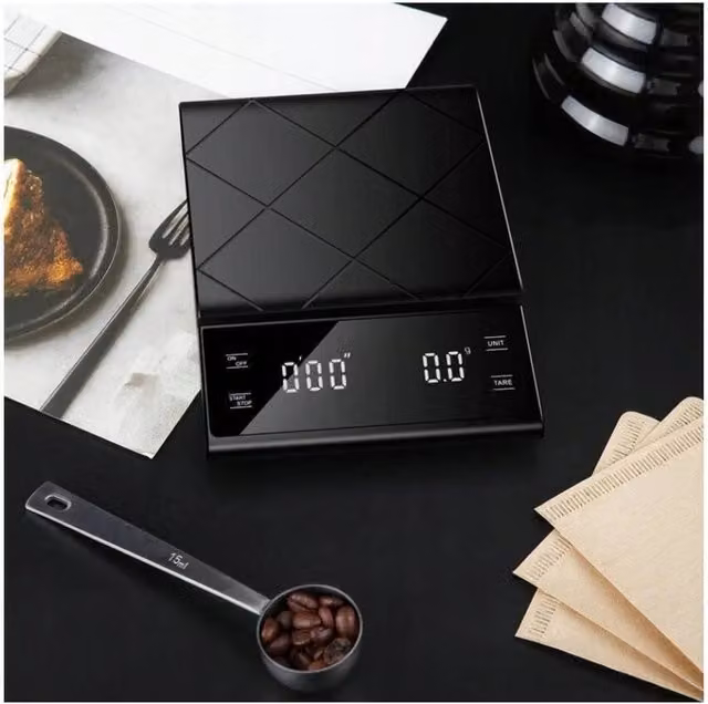 SPETLEK Digital Kitchen Coffee Scale with LED Timer, 3kg Capacity, 0.1g Precision, Black – 1