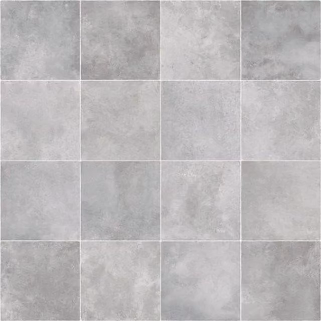 Komscape Modern Tile Effect Vinyl Flooring Sheet, Grey, 400 x 400 cm (16m2)