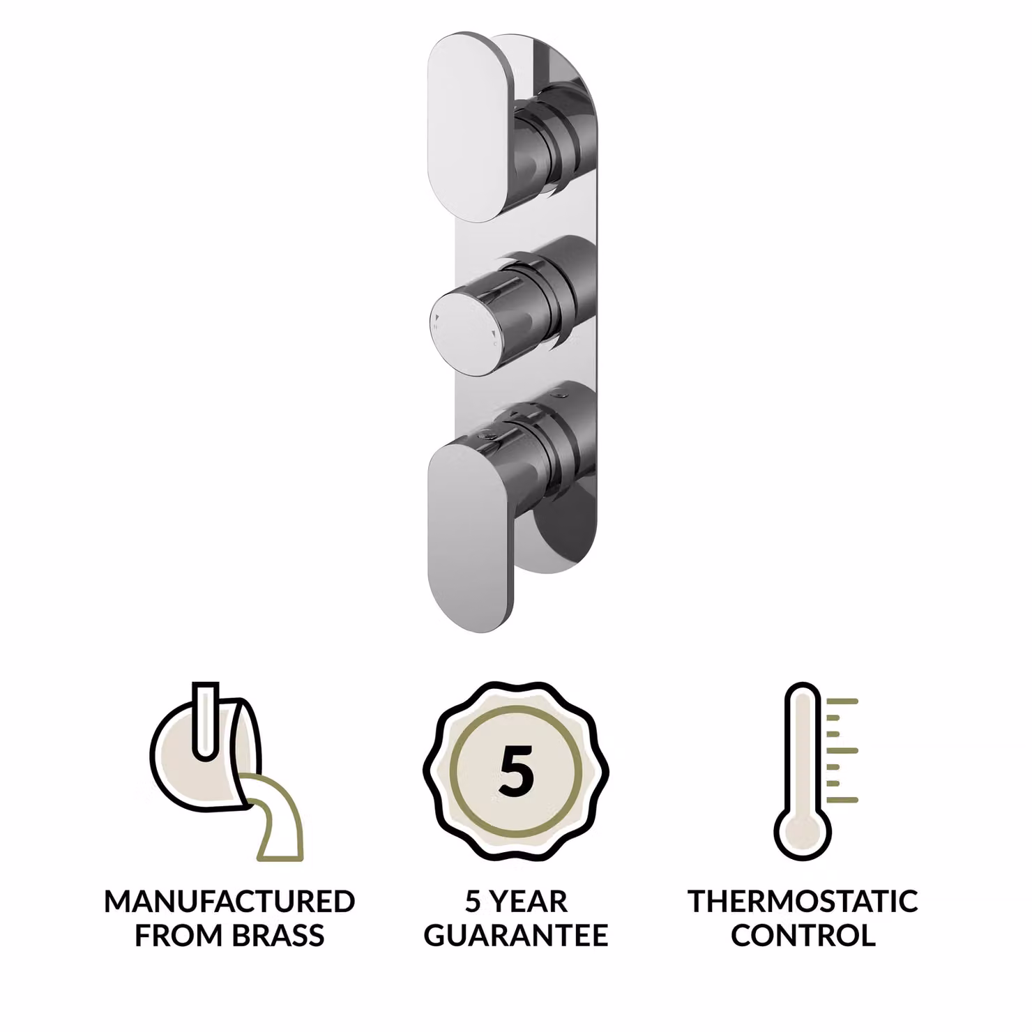 Balterley Current Round Triple Concealed Thermostatic Shower Valve and Knob in Chrome Silver – 2