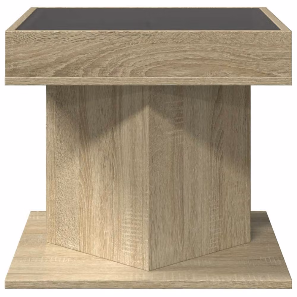 Berkfield Home LED Coffee Table in Sonoma Oak, Light Brown, W/D/H: 50 x 50 x 45 cm – 3
