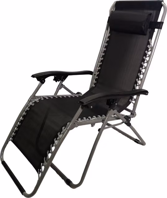 Textoline Multi Position Garden Relaxer Chair Lounger with Armrests in Black and Silver