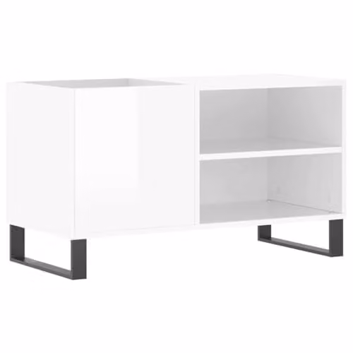 vidaXL Record Cabinet in Glossy White with Hinged Doors and Internal Shelves
