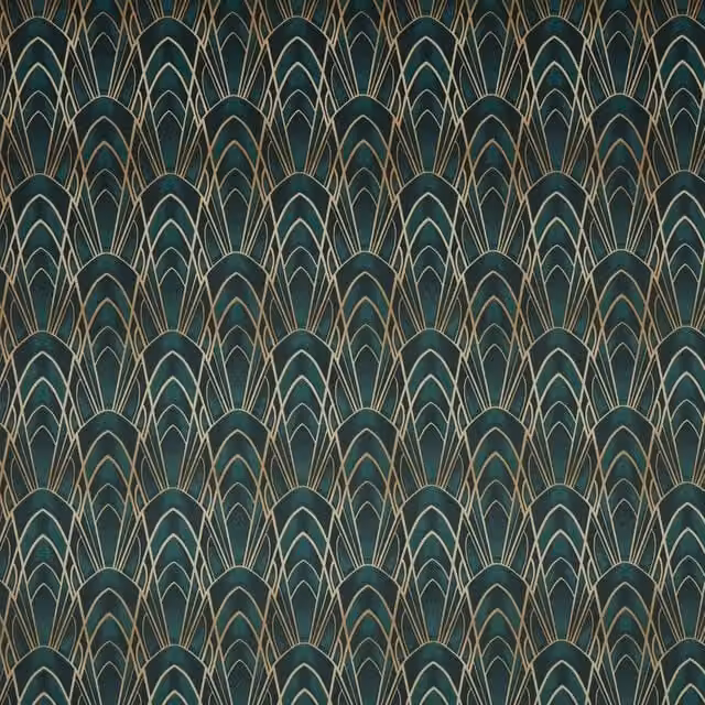 Ashley Wilde Delaunay Emerald Green Art Deco Graphic Velvet Fabric