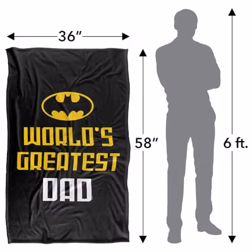 Warner Bros. Batman Worlds Greatest Dad Super Soft Fleece Throw Blanket, Multicolour, W: 91 cm, D: 147 cm – 4