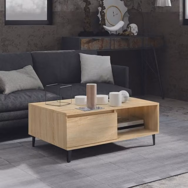 Berkfield Home Sonoma Oak Coffee Table in Brown, W/D/H: 90 x 60 x 35 cm – 1