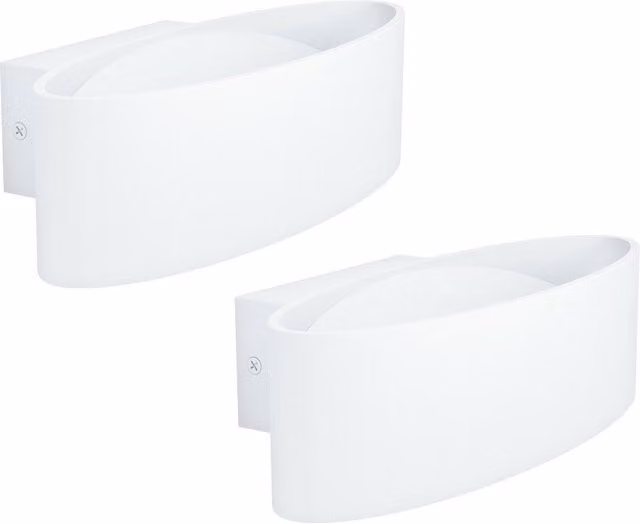 Loops 2 Pack Modern White Wall Light with Transparent Plastic Shade and 10W LED Bulb Included