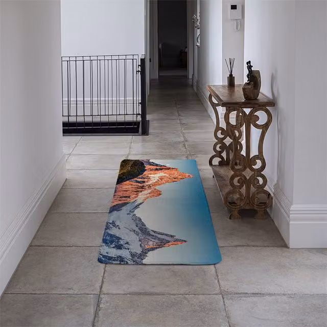 Benjamin Tate Design LTD Bachalp Lake Designer Runner Rug, Blue Wool Non-Slip Rectangular Rug