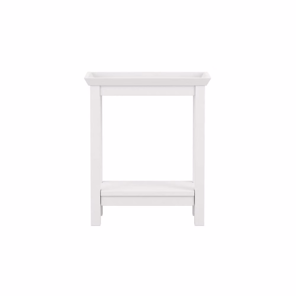 Wyld Haus Enroute White Wooden Side Table with Bottom Shelf – 2