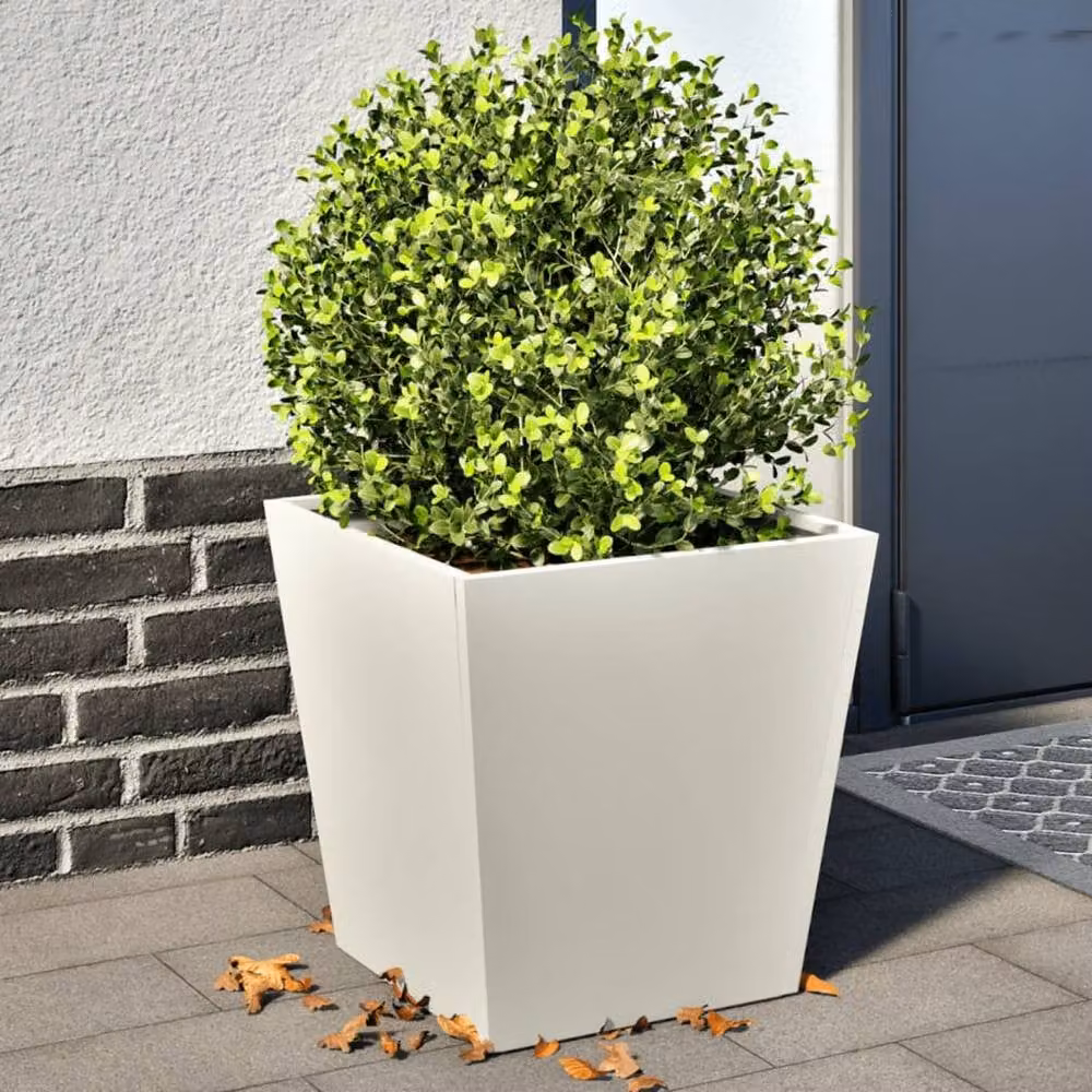 Berkfield Home Garden Steel Planter Tubs, White, 2 Pack, W/D/H: 40 x 40 x 40 cm – 1